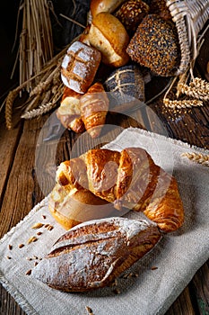 Fresh rolls in a cornucopia