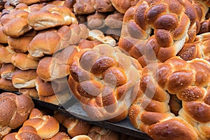 Fresh round Challah or sale at Mahane Yehuda Market photo