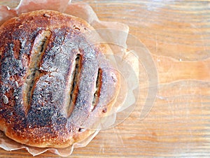 Fresh round healthy sourdough bread