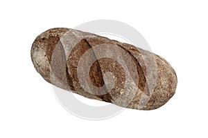 fresh rye bread isolated on white background, top view