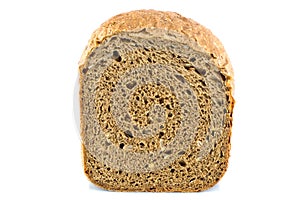 Fresh rye bread slice isolated on white background.