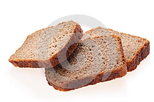 Fresh Rye bread slice isolated on white background.