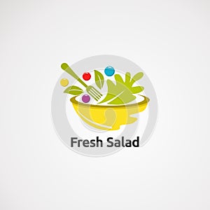 Fresh salad abstract logo vector, icon, element, and template for business