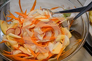 Fresh Salad With Fennel, Carrot, Radishes And Apple