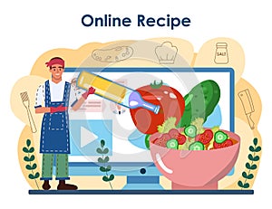 Fresh salad in a bowl online service or platform. Peopple cooking