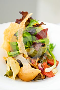 Fresh salad with conchiglie rigate