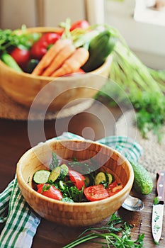Fresh salad with cucumbers and tomatoes