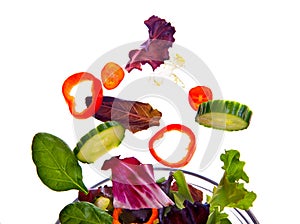 Fresh salad flying