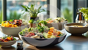 Fresh salad, healthy meal, vegetarian food, gourmet appetizer generated by AI