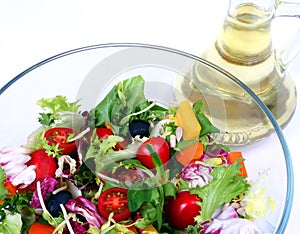 Fresh salad mix with olive oil