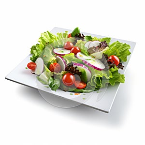 Fresh Salad Plate With Photorealistic Renderings And Clear Edge Definition