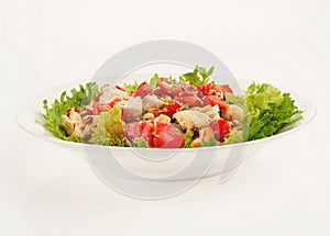 fresh salad with tomato salad and meat photo