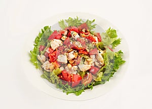 fresh salad with tomato salad and meat photo