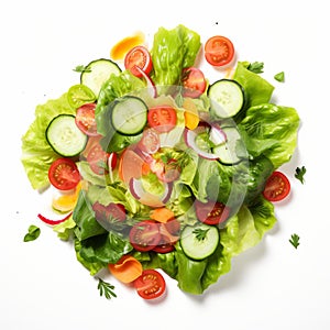 Fresh Salad With Tomatoes, Cucumbers, Beans, And Lettuce