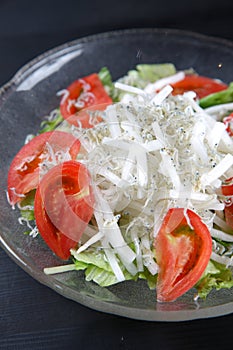 Fresh salad with whitebait simply scalded