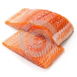 Fresh salmon filets on transparent background