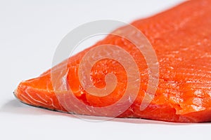 Fresh Salmon Fillet Close Up White Background