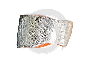 Fresh salmon fillet isolated on white background with clipping-path