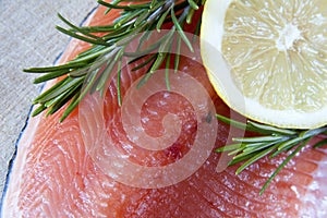 Fresh salmon and lemon