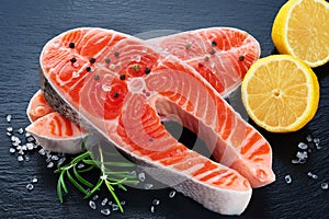 Fresh salmon with lemon and rosemary