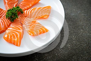 Fresh Salmon Raw Sashimi on plate