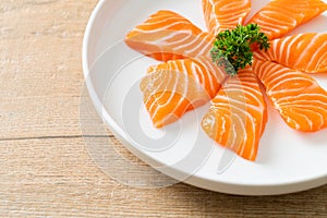 Fresh Salmon Raw Sashimi on plate