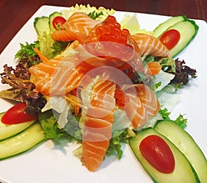 Fresh salmon salad, Healthy food , Clean food