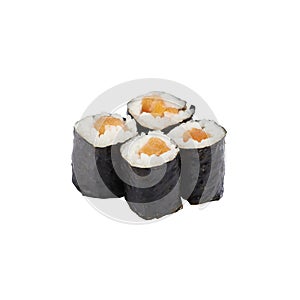 Fresh salmon sushi roll wrapped with seaweed