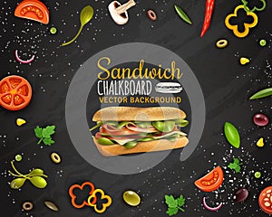 Fresh Sandwich Chalkboard Background Advertisement Poster