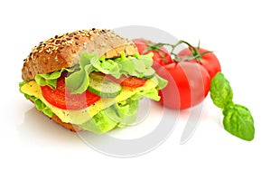 Fresh sandwich with cheese and vegetables