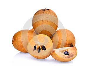 Fresh sapodilla fruit isolated on white