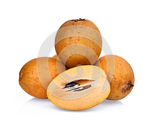 Fresh sapodilla fruit isolated on white