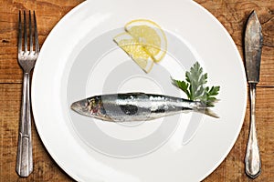 Fresh sardines on a plate