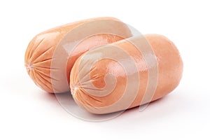 Fresh Milk sausages isolated on white background photo