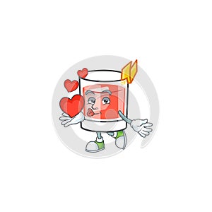 Fresh sazerac cartoon character with holding heart.