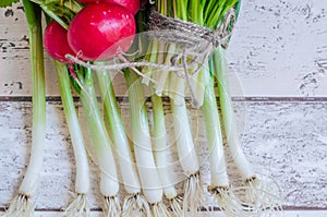 Fresh Scallions and radish