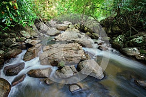 Fresh scene waterfall and river in forest