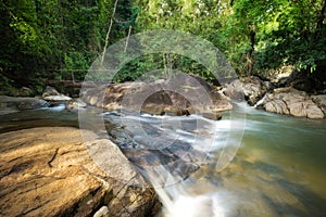 Fresh scene waterfall and river in forest