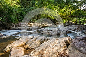 Fresh scene waterfall and river in forest