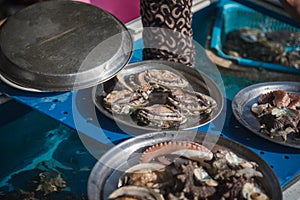 Fresh sea-shells, abalone, and other fresh seafood collected by Haenyeo female divers; UNESCO Intangible Cultural Heritage list,