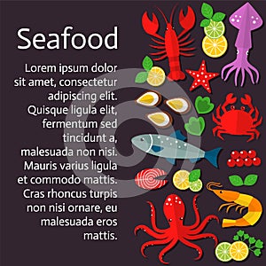 Fresh seafood background.