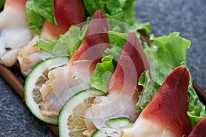 Fresh seafood with salad