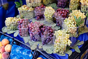 Fresh seasonal grapes at local market in Turkey