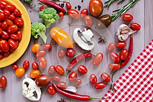 Fresh seasonal vegetables cooking.