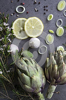 Fresh seasonal vegetables on a table. Vegan meal ingredients top view.