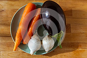 Fresh seasonal vegetables for a vegan soup