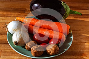 Fresh seasonal vegetables for a vegan soup