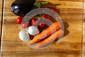 Fresh seasonal vegetables for a vegan soup