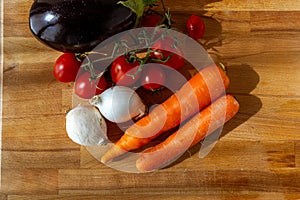 Fresh seasonal vegetables for a vegan soup