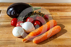 Fresh seasonal vegetables for a vegan soup